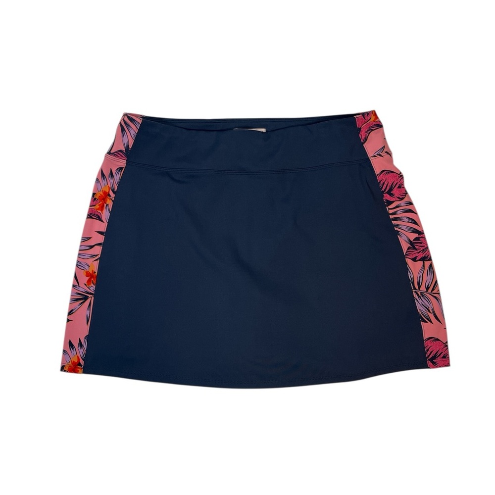 Tommy Bahama Golf Skort Women’s Medium Blue Floral Print Trim Athletic Skirt 16”